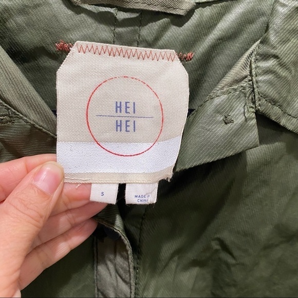 Anthropologie Hei Hei Coated Green Swing Jacket Size Small - Picture 5 of 8